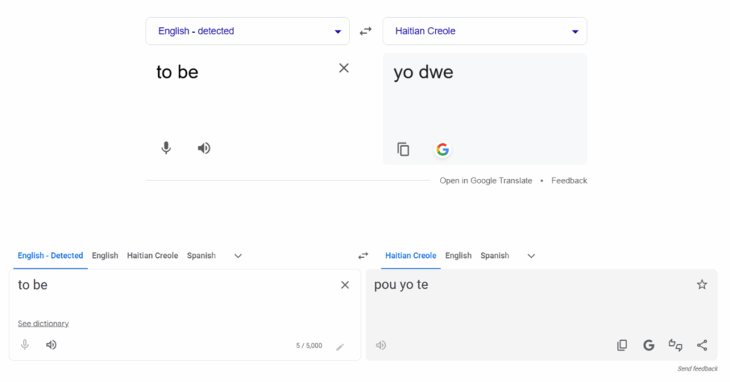 the verb to be in Haitian Creole